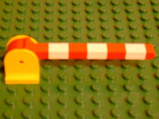 6405c02 - Duplo, Train Crossing Gate Base with Red Duplo, Train Crossing Gate Crossbar with Small Handle with White Stripes Pattern (6405 / 6406bpb01)