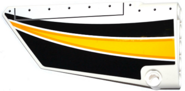 64392pb016 - Technic, Panel Fairing #17 Large Smooth, Side A with Yellow, Orange and White Stripes on Black Background Pattern (Sticker) - Set 42044