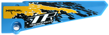 64393pb042 - Technic, Panel Fairing # 6 Long Smooth, Side B with 'XRFUEL', 'TR TRACKED RACER' and Black, Yellow and White Splotches Pattern (Sticker) - Set 42095