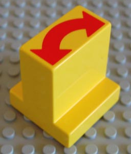 6442pb01 - Duplo, Brick 2 x 2 x 2 with 1 x 2 Center with Red Double-Sided Arrow Pattern (Train Track Switching Control)