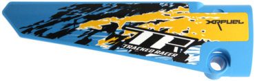 64681pb042 - Technic, Panel Fairing # 5 Long Smooth, Side A with 'XRFUEL', 'TR TRACKED RACER' and Black, Yellow and White Splotches Pattern (Sticker) - Set 42095