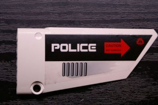 64682pb004 - Technic, Panel Fairing #18 Large Smooth, Side B with 'POLICE' and 'CAUTION HOT SURFACE' Pattern (Sticker) - Set 5973