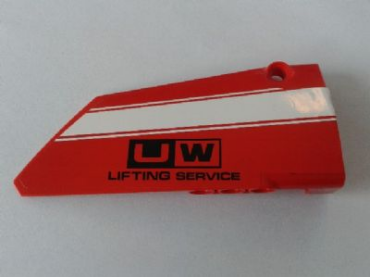 64682pb014 - Technic, Panel Fairing #18 Large Smooth, Side B with White Stripe and 'UW LIFTING SERVICE' Pattern (Sticker) - Set 8258