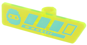 65191pb01 - Minifigure, Utensil Gameplayer Label with Pixelated Medium Azure Ninja Head and Broken Stripe / Health Bar Pattern
