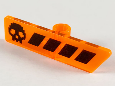 65191pb02 - Minifigure, Utensil Gameplayer Label with Pixelated Black Skull and Broken Stripe / Health Bar Pattern
