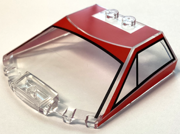 65633pb17 - Windscreen 6 x 6 x 1 1/3 Straight Sides with Red and Black Ferrari F40 Roof Pattern