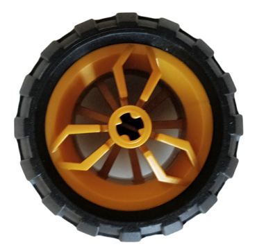 66155c02 - Wheel 30.4mm D. x 20mm with Center Axle Holes Motorcycle with Black Tire 43.2mm D. x 26mm Balloon Small (66155 / 61481)