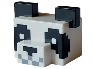 66219pb01 - Creature Head Pixelated with Muzzle and Large Ears with Molded Black Ears, Eyes, and Nose and Printed Light Bluish Gray Mouth Pattern (Minecraft Panda)