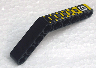 6629pb014 - Technic, Liftarm, Modified Bent Thick 1 x 9 (6 - 4) with White Number 9 and Silver and Yellow Checkered Pattern (Sticker) - Set 8240