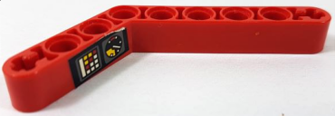 6629pb031L - Technic, Liftarm, Modified Bent Thick 1 x 9 (6 - 4) with Black Gauge and Red, Yellow, and White Buttons Pattern Model Left Side (Sticker) - Set 8443