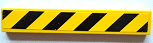 6636pb059 - Tile 1 x 6 with Black and Yellow Danger Stripes Pattern (Sticker) - Set 8424