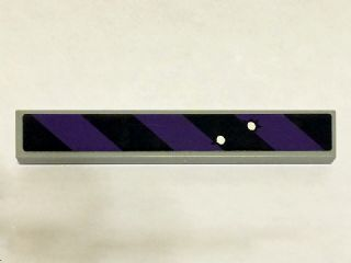 6636pb097 - Tile 1 x 6 with Black and Dark Purple Danger Stripes and 2 Bullet Holes Pattern (Sticker) - Set 6864