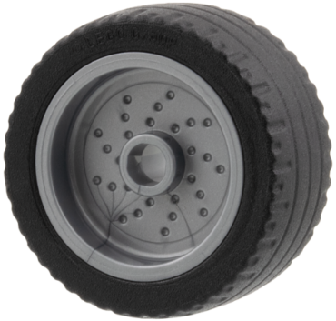 66727c01 - Wheel 18mm D. x 12mm with Pin Hole and Stud, Dotted Brake Rotor Lines with Black Tire 24 x 12 Low (66727 / 18977)