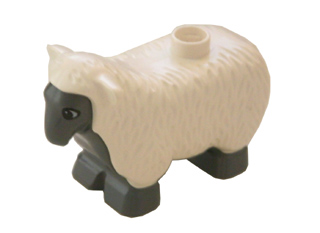 6678pb01 - Duplo Sheep with Standing Ears, Dark Bluish Gray Face, Chest, Stomach and Feet