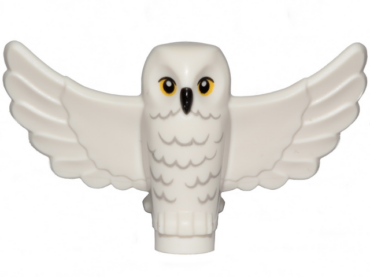 67632pb01 - Owl, Spread Wings with Black Beak, Yellow Eyes, and Light Bluish Gray Rippled Chest Feathers Pattern (HP Hedwig)