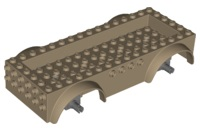 68446c01 - Vehicle, Base 8 x 16 x 2 1/2 with Mudguards, 4 x 14 Recessed Center with 5 Holes, and Dark Bluish Gray Wheels Holders