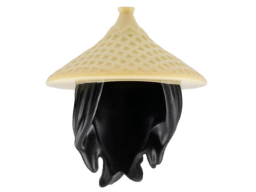 69509pb01 - Mini Doll, Hair Combo, Hair with Hat, Long Hair with Braid with Molded Tan Conical Hat Pattern