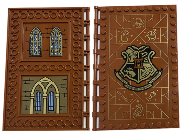 69934pb012 - Tile, Modified 10 x 16 with Studs on Edges and Bar Handles with Hogwarts Transfiguration Class and Brick Walls and Stained Glassed Windows Pattern on Inside (Stickers) - Set 76382