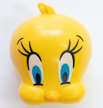 69974pb01 - Minifigure, Head, Modified Looney Tunes Tweety with Black Eyelashes and Dark Azure Eyes Pattern