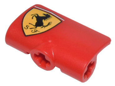 71682pb005R - Technic, Panel Curved 2 x 3 x 1 with Ferrari Logo Black Horse on Yellow Shield Pattern Model Right Side