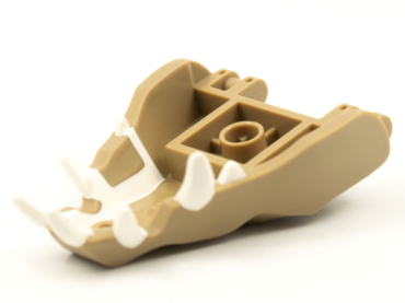 72224pb03 - Dragon Head (Ninjago) Jaw with 2 Bar Handles on Back with Molded White Teeth Pattern