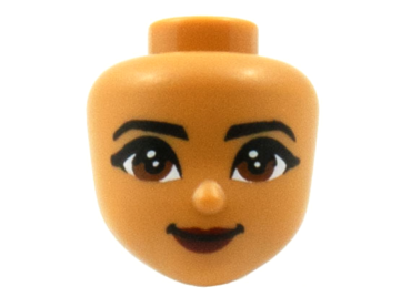72403 - Mini Doll, Head Friends with Black Eyebrows, Reddish Brown Eyes, Dark Red Lips and Closed Mouth Pattern