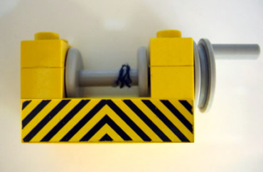 73037pb01 - String Reel Winch 2 x 4 x 2 (Light Gray Drum) with Black and Yellow Danger Stripes Pattern (Sticker) - Set 6361