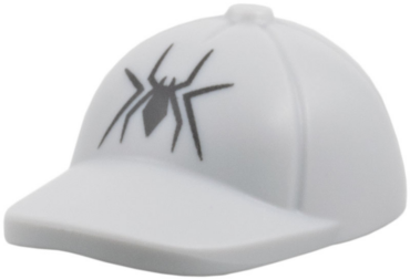 7314pb01 - Minifigure, Headgear Cap - Short Smooth Curved Bill with Seams and Button on Top with Black Spider Pattern