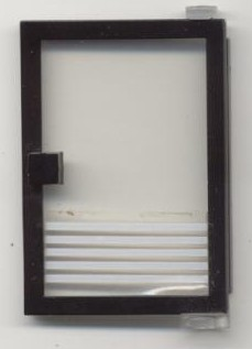 73435c01pb04 - Door 1 x 4 x 5 Right with Trans-Clear Glass and 5 White Stripes Pattern (Sticker) - Set 6392