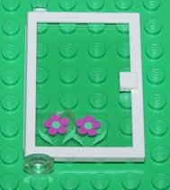 73436c01pb06 - Door 1 x 4 x 5 Left with Trans-Clear Glass and Flowers Pattern (Sticker) - Set 6418