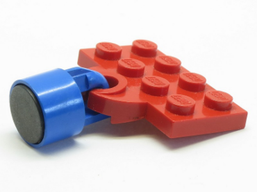 737ac04 - Plate, Modified 2 x 4 with Train Coupler Open for Magnet with Blue Magnet Coupling, Train - 7.5mm Cylinder (737a / x547a)