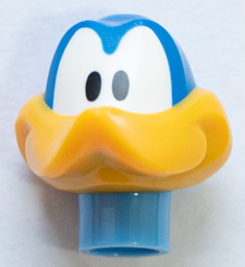74604pb01 - Minifigure, Head, Modified Looney Tunes Road Runner with Bright Light Orange Beak and Medium Blue Neck Pattern