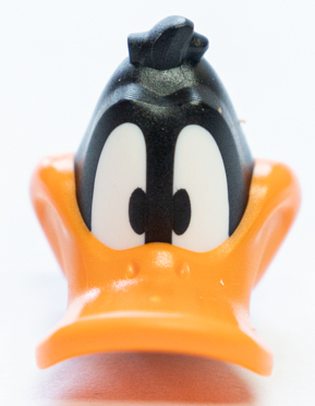 75005pb01 - Minifigure, Head, Modified Looney Tunes Daffy Duck with Orange Beak and White Neck Pattern