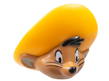 75033pb01 - Minifigure, Head, Modified Looney Tunes Speedy Gonzales with Bright Light Orange Hat, Black Nose and Whiskers Pattern