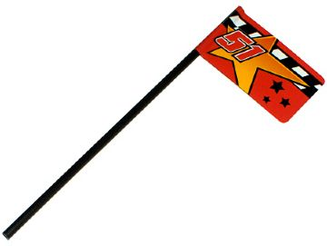 75c16pb01 - Hose, Rigid 3mm D. 16L / 12.8cm with Checkered Red Flag, Stars and Number 51 Pattern (Sticker) - Set 8651