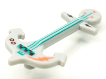 76113pb01 - Minifigure, Utensil Musical Instrument, Guitar Electric Anchor with Dark Turquoise Strings and Coral Lightning Bolt Pattern