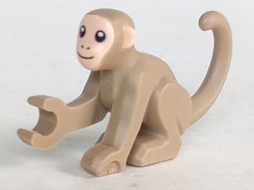 77864pb01 - Monkey with Molded Light Nougat Face and Ears, Printed Black Eyes, Nostrils, and Mouth Pattern