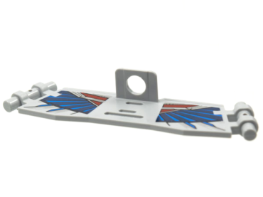 78298pb01 - Minifigure Wings Clipped with Bar Handles on Ends with Silver, Dark Red, and Dark Blue Details Pattern