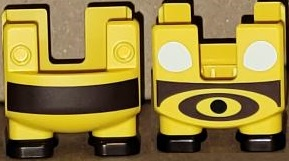 78948pb01 - Large Figure Legs, Super Mario Overalls with Molded Dark Brown Shoes and Printed Dark Brown Stripe, White Wings, and Black Dot Pattern (Bee Mario)