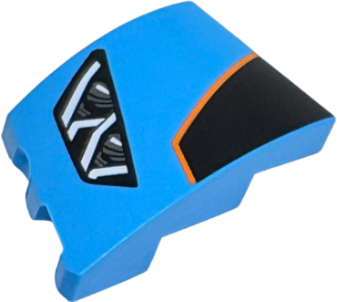 80178pb014 - Wedge 3 x 2 Right No Studs with Lamborghini Huracán Car Headlight, Dark Silver with White Highlights, Black Hood Panel with Orange Outline Pattern