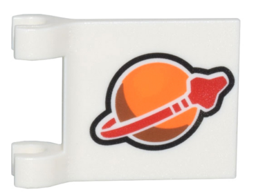 80326pb004 - Flag 2 x 2 Square with Flared Edge with Orange and Red Classic Space Logo Pattern on Both Sides