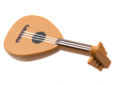 80503pb01 - Minifigure, Utensil Musical Instrument, Lute with Dark Brown Neck and Silver Strings Pattern