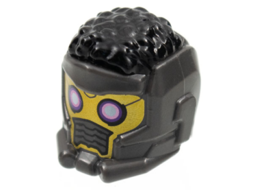 80801pb01 - Minifigure, Headgear Helmet Space Wraparound with Black Hair on Top, Breathing Vents and Purple Rimmed Eye Holes Pattern (Star-Lord)