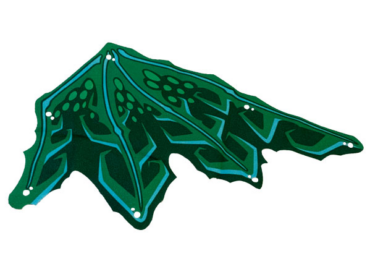 82253 - Cloth Wing Dragon Right, Medium Azure Ribs, Lime and Dark Green Scales Pattern