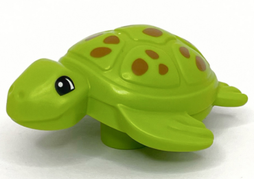 84190pb01 - Duplo Turtle with Black Eyes and Dark Orange Spots Pattern
