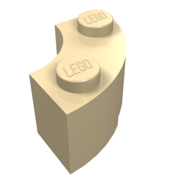 85080 - Brick, Round Corner 2 x 2 Macaroni with Stud Notch and Reinforced Underside