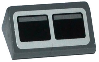85984pb076 - Slope 30 1 x 2 x 2/3 with 2 Black Squares on Light Bluish Gray Background Pattern (Sticker) - Set 75052