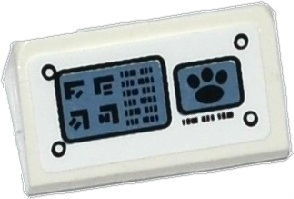 85984pb088 - Slope 30 1 x 2 x 2/3 with Control Panel with Rivets and Alien Characters and Paw Print on Screens Pattern (Sticker) - Set 70223