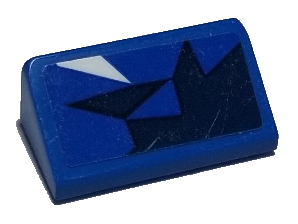 85984pb225L - Slope 30 1 x 2 x 2/3 with Dark Blue and White Abstract Triangular Shapes on Blue Background Pattern Model Left Side (Sticker) - Set 75885