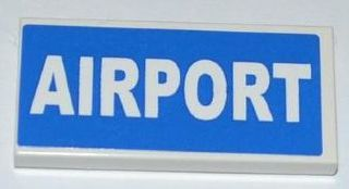 87079pb0059 - Tile 2 x 4 with White 'AIRPORT' on Blue Background Pattern (Sticker) - Set 3182